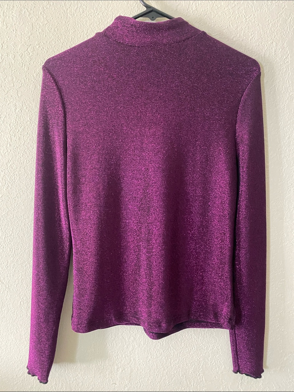 SHEIN Shimmery Plum Mock Neck Long Sleeve Top - Picture 7 of 10